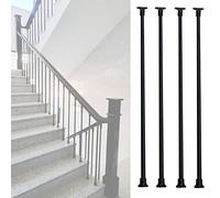 Accessoires De Rechange Robustes Pour Escaliers Et Balustres, Balustres Ronds En Fer Forgé Pour Marches, Rampes, Escaliers Extérieurs Et Bâtiments Commerciaux, Noir, Paquet De 4, Hauteur 105 Cm / 41,