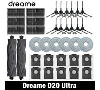 Accessoires de remplacement pour aspirateur Dreame D20 Ultra : brosse principale, brosse latérale, filtre HEPA, chiffons de nettoyage, sacs à poussière, pièces détachées 13 PCS