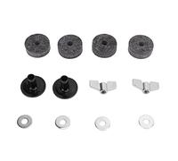 Accessoires de Remplacement pour Cymbales 12 Pièces, Feutrine 4cm, Manchon, Écrous Papillon et Rondelles - Protection Optimale, Matériaux Durables, Compatibles Avec la Plupart de (Grise)