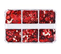 Accessoires de remplissage en résine, 6 grilles pour la Saint Valentin en forme de cœur rouge à paillettes pour nail art et fabrication de bijoux en résine