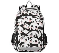 Accessoires de sac à dos pour enfants de 8 à 12 ans : sacs à livres réglables pour le lycée dans des couleurs assorties - Dessin animé mignon pandas blanc noir