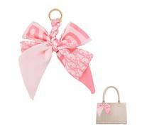 Accessoires de sac à main avec nœud rose en soie pour femme, nœud papillon, ruban de voiture, porte-clés pour sac à bandoulière, sac à main