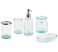 Accessoires de Salle de Bain en Verre Menthe à l'Eau 5 Pièces Glamour et Fo