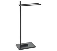 Accessoires de Salle de Bain Porte-serviettes Acier 2 Rails Noir Selva