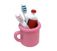 Accessoires de Salle de Bain pour Maison poupée, Brosse à Dents Miniature, Ensemble gobelets Dentifrice, Jouets pour Enfants Rose