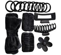 Accessoires de soins de la peau pour maquillage, douche, sport, bandeau unique avec nœud et bracelets, pince à cheveux pour soins de la peau, anneaux élastiques à cheveux