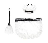Accessoires de soubrette française - Ensemble de jeu de rôle 3 pièces, accessoires de femme de ménage, pièces de style de costume, ensemble de plumeau tablier au look traditionnel | Costume de femme