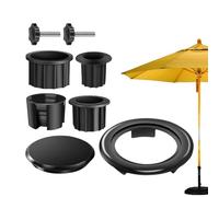 Accessoires de support de base pour parasol - Support de montage robuste, construction en acier résistant à l'usure, pince réglable pour poteaux de 2,5 à 6,1 cm, se fixe solidement aux terrasses