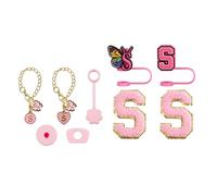 Accessoires de tasse pratiques Capes de paille personnalisables 9pcs Ensemble pour personnaliser les pendentifs de lettres en silicone S