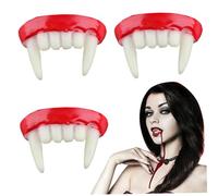 Accessoires de Vampire, 3 Pièces Dents de Vampire, Blancs en Plastique Habiller Costume Halloween Cosplay Cadeaux Fête pour Fournitures Mascarade