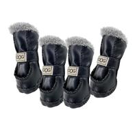Accessoires de vêtements pour chiens, bottes d'hiver pour chiens 4pcs / ensemble Chaussures de chien en cuir synthétique à ligneuse thermique en peluche pour chiens de petite et moyenne taille 4 #