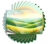 Accessoires de voiture - 10 autocollants amusants pour voiture - Motif paysage dynamique avec collines vertes - Fleurs sauvages colorées - 12 x 18 cm