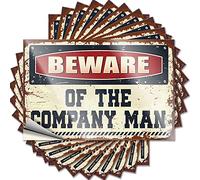 Accessoires de voiture Beware of The Company Man Lot de 10 autocollants amusants pour panneau de porte de bar et grotte (8 x 12 cm)