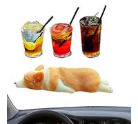 Accessoires de voiture CORGI, Statue Resin Corgi 4x | Puntibles pour chiens miniatures drôles, fournitures de décoration de console centrale de voiture décorative de bureau de tableau de bord