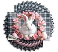 Accessoires de voiture Lapin de Pâques avec fleurs et œufs Autocollants 10 pièces Accessoires de voiture Autocollants pour voiture (12 x 18 cm)