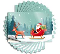 Accessoires de voiture Le Père Noël chevauche un traîneau tiré par un renne dans une forêt enneigée. Lot de 10 autocollants amusants pour voiture (12 x 18 cm)