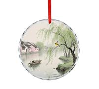Accessoires de voiture - Orioles printanières sur la rive en saule - Pendentifs imprimés pour rétroviseur - Convient pour décorer les arbres de Noël, les bureaux, les cheminées, les intérieurs de