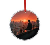 Accessoires de voiture - Pendentifs de rétroviseur imprimés sur le toit au crépuscule - Convient pour décorer les arbres de Noël, les bureaux, les cheminées, les intérieurs de voiture ou partout où