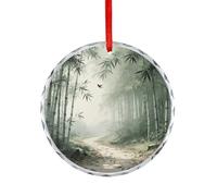 Accessoires de voiture pour rétroviseurs imprimés sur le chemin dans la forêt de bambous. Convient pour décorer les arbres de Noël, les bureaux, les cheminées, les intérieurs de voiture ou partout où