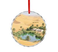 Accessoires de voiture Sahara Desert Oasis - Pendentifs imprimés pour rétroviseur - Convient pour décorer les arbres de Noël, les bureaux, les cheminées, les intérieurs de voiture ou partout où vous
