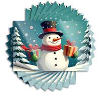 Accessoires de voiture Un bonhomme de neige joyeux tenant des cadeaux colorés dans un paysage enneigé. Autocollants pour pare-chocs de voiture (6 x 9 cm)