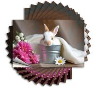 Accessoires de voiture Un lapin mignon dans un seau entouré de fleurs. Autocollants 10 pièces accessoires de voiture autocollants pour voiture (12 x 18 cm)