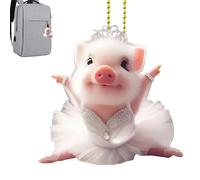 Accessoires de voitures de porc - Adorable Charm d'animaux, 2d Jolie Piggy Decoration | Pendre de rétroviseur arrière, accent d'ornement d'arbre acrylique, mignon dessin animé de décoration de cochon