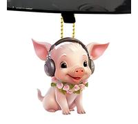 Accessoires de voitures de porc - Adorable Charm d'animaux, 2d Jolie Piggy Decoration | Pendre de rétroviseur arrière, accent d'ornement d'arbre acrylique, mignon dessin animé de décoration de cochon