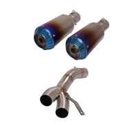 Accessoires d'échappement Pour DUCATI Scrambler Pour Urban Enduro 2015-2020 Accessoires Silencieux D'échappement Moto Tube Intermédiaire À Enfiler Tuyau(Chrome-Blue)