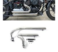 Accessoires d'échappement Silencieux D'échappement Moto En Acier Inoxydable Pour Y-AMAHA Drag Star V-Star 650 XVS650A Classic DS650 XVS400 Toutes Années(Chrome)
