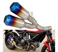 Accessoires d'échappement Silencieux Intermédiaire À Double Sortie Pour Ducati Scrambler 800 821 2015-2025 2024 2023 2022 2021 2020 Échappement Moto(Turquesa)