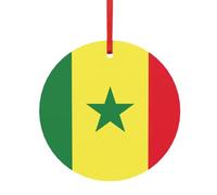 Accessoires décoratifs festifs en aluminium imprimé drapeau du Sénégal - Boules double face pour décoration de Noël multi-scènes