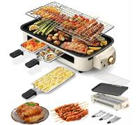 Accessoires décoratifs pour la Maison, Gril électrique d'intérieur 1500 W - Gril 2 en 1 sans fumée avec plaques de Cuisson antiadhésives et Bouton de tempé