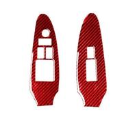 Accessoires Décoration Intérieure Voiture Autocollant Véritable Fibre Carbone Pour Panneau Commande Lève-vitre Pour Nissan 370Z Z34 2009-2022(Red,LHD)