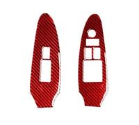 Accessoires Décoration Intérieure Voiture Autocollant Véritable Fibre Carbone Pour Panneau Commande Lève-vitre Pour Nissan 370Z Z34 2009-2022(Red,RHD)