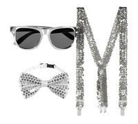 Accessoires Déguisement - BOLLAND - Argent - Lunettes Fumées - Nœud Papillon - Bretelles