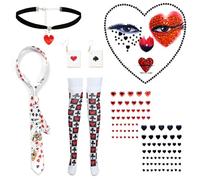 Accessoires Deguisement Reine de Coeur,7 Pièces Accessoires de Costume de Reine,Costume de Carnaval,Accessoire de Costumes de Reines,pour Le Carnaval,Mardi Gras,SoiréE à Thème,Halloween