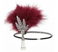 Accessoires des années 20 rugissantes pour femmes : bandeau à clapet en perles et strass, Claret