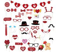 Accessoires des années 50, Accessoires de photobooth Mariage - Set Complet pour fête Mariage, Lunettes Mariage et Autres Accessoires Photo pour célébration Romantique