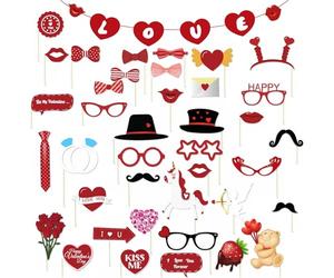 Accessoires des années 50, Accessoires de photobooth Mariage - Set Complet pour fête Mariage, Lunettes Mariage et Autres Accessoires Photo pour célébration Romantique