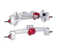 Accessoires D'Essieu Rc Pour SCX10 III AR45P 1/10 RC Crawler Car Offset Portal Axle Avec Transmission À Vitesse Constante Deux Supports Servo Tige De Direction Pour(Silver,Front Rear Axle)