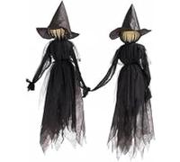 Accessoires d'horreur d'halloween, décoration de sorcière effrayante d'extérieur avec Bruit Effrayant activé par Le Son, sorcière sans Visage étanche(Two Witches)