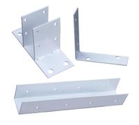 Accessoires D'installation de Clôtures en Bois Traité, Pieds en Fer À Angle Droit, Supports de Fixation for Poteaux de Clôture, Raccords de Liaison, Noir, Blanc(White,1PC_COMBINATION)