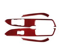 Accessoires D'intérieur Couvercle Décoration Panneau Commande Commutateur Levage Fenêtre Voiture En Fiber Carbone Pour Ford Pour Mustang GT 2015 - 2021 Intérieurs Voiture(Red(RHD))