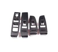 Accessoires d'intérieur voiture Compatible Avec Maserati Pour Grecale 2022 Boutons De Levage De Vitre En Fibre Carbone Véritable Cadre Autocollants De Garniture De Panneau Commande En Verre De Voiture