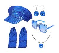 Accessoires disco années 1970 pour femmes, accessoires discothèques, paillettes, casquettes, boucles d'oreilles, collier, lunettes de soleil, 5 pièces/ensemble Rockstars cool tenues