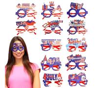 Accessoires du 4 juillet, accessoires photo du 4 juillet - Décorations de fête pour lunettes de jour 'indépendance - Décorations patriotiques du 4 juillet Ensemble de 12 - lunettes bleues blanches