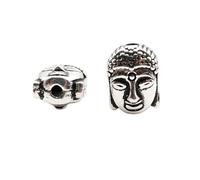 Accessoires en argent S925 avec perles en forme de tête de Bouddha - Ornement de méditation fait à la main - Breloques pour la fabrication de bijoux, bracelets, colliers, accessoires, 1 pièce, argent