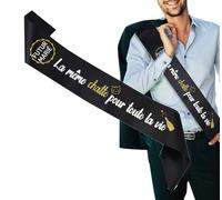 Accessoires EVG Drôles - Écharpe Futur Marié "Même Chatte Pour Toute La Vie" + Badge Humour - Kit Enterrement Vie de Garçon Cadeau Original Futur Marié