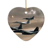 Accessoires festifs en céramique avec motif jet de chasseur, pendentif en forme de cœur pour décoration de Noël